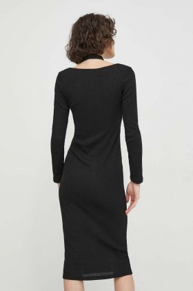 Sisley rochie culoarea negru, midi, mulata