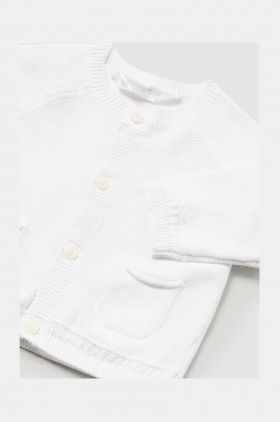 Mayoral Newborn cardigan din bumbac pentru bebeluși culoarea alb, light