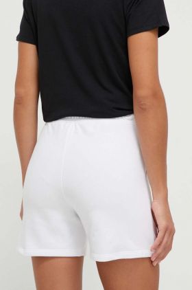 Dkny pantaloni scurti femei, culoarea alb, cu imprimeu, high waist