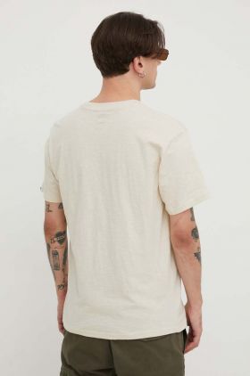 Quiksilver tricou din bumbac barbati, culoarea bej, cu imprimeu