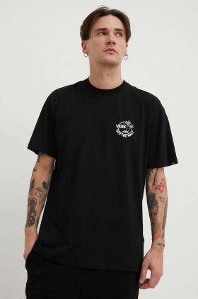 Vans tricou din bumbac barbati, culoarea negru, cu imprimeu