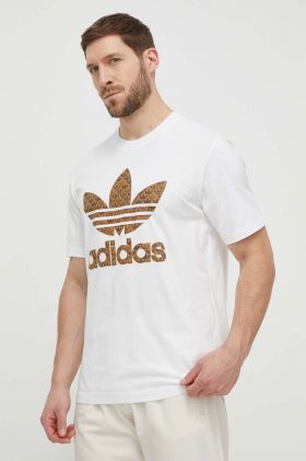 adidas Originals tricou din bumbac bărbați, culoarea alb, cu imprimeu IS2932