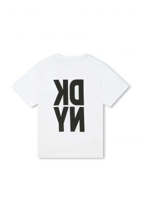 Dkny tricou de bumbac pentru copii culoarea alb, cu imprimeu