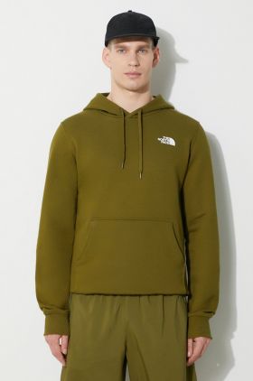 The North Face hanorac de bumbac M Simple Dome Hoodie bărbați, culoarea verde, cu glugă, cu imprimeu, NF0A7X1JPIB1