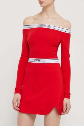 Tommy Jeans fustă culoarea roșu, mini, evazați DW0DW17880