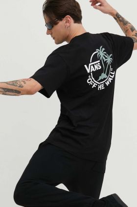 Vans tricou din bumbac barbati, culoarea negru, cu imprimeu