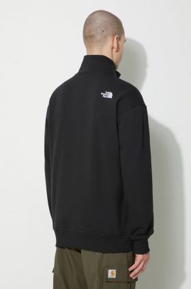 The North Face bluză M Essential Qz Crew bărbați, culoarea negru, cu imprimeu, NF0A87FCJK31