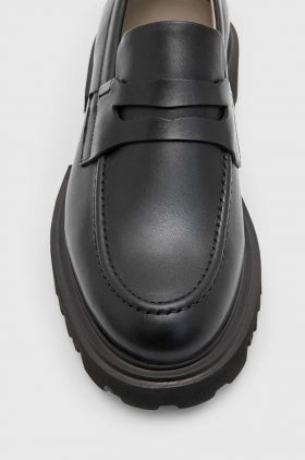 AllSaints mocasini de piele Lola Loafer femei, culoarea negru, cu platforma, WF774Z