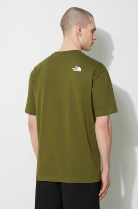 The North Face tricou din bumbac M Nse Patch S/S Tee bărbați, culoarea verde, cu imprimeu, NF0A87DAPIB1