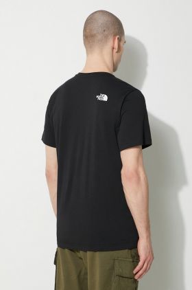 The North Face tricou din bumbac M S/S Easy Tee bărbați, culoarea negru, cu imprimeu, NF0A87N5JK31