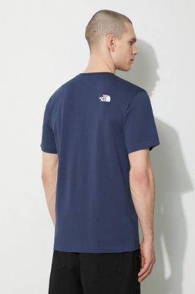 The North Face tricou M S/S Simple Dome Tee bărbați, culoarea bleumarin, cu imprimeu, NF0A87NG8K21