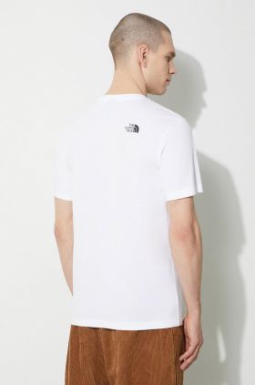 The North Face tricou M S/S Simple Dome Tee bărbați, culoarea alb, cu imprimeu, NF0A87NGFN41