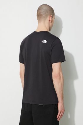 The North Face tricou din bumbac M S/S Never Stop Exploring Tee bărbați, culoarea negru, cu imprimeu, NF0A87NSJK31