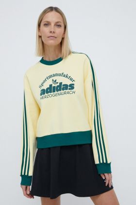 adidas Originals bluză femei, culoarea galben, cu imprimeu IS0373