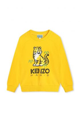 Kenzo Kids hanorac de bumbac pentru copii culoarea galben, cu imprimeu