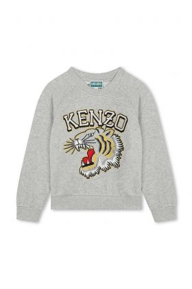 Kenzo Kids hanorac de bumbac pentru copii culoarea gri, cu imprimeu