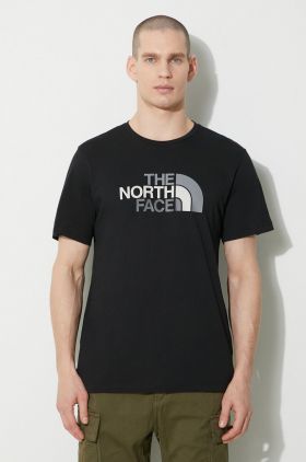 The North Face tricou din bumbac M S/S Easy Tee bărbați, culoarea negru, cu imprimeu, NF0A87N5JK31