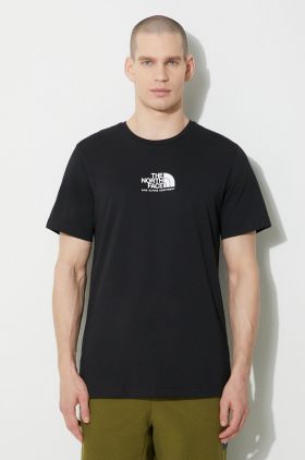 The North Face tricou din bumbac M S/S Fine Alpine Equipment Tee 3 bărbați, culoarea negru, cu imprimeu, NF0A87U3JK31