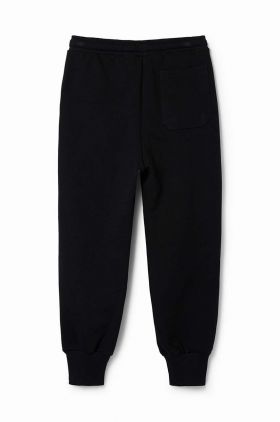 Desigual pantaloni de trening din bumbac pentru copii culoarea negru, cu imprimeu