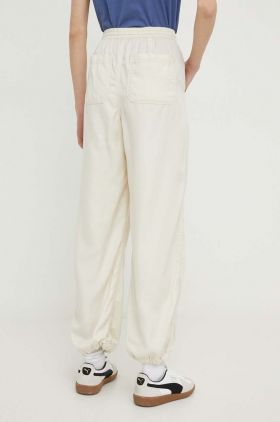 Hollister Co. pantaloni femei, culoarea bej, drept, high waist