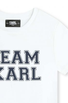 Karl Lagerfeld tricou de bumbac pentru copii culoarea alb, cu imprimeu