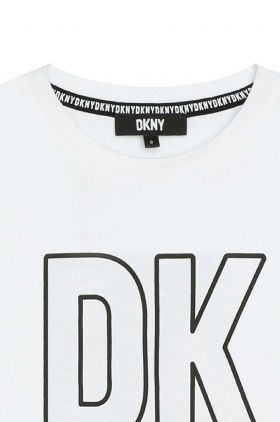 Dkny tricou de bumbac pentru copii culoarea alb, cu imprimeu