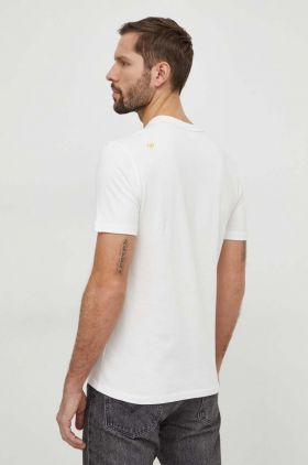 Desigual tricou din bumbac barbati, culoarea bej, cu imprimeu