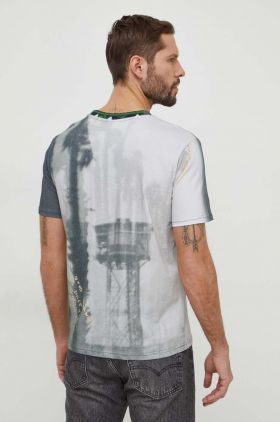 Desigual tricou din bumbac barbati, culoarea verde, modelator