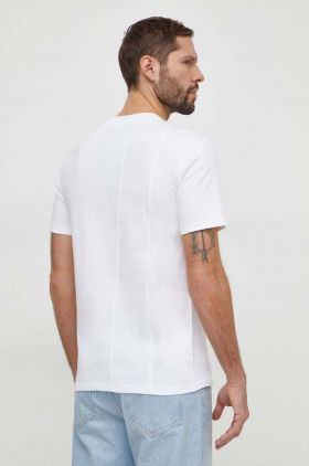 Desigual tricou din bumbac barbati, culoarea alb, neted