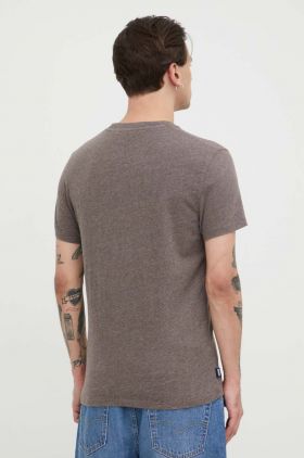 Superdry tricou din bumbac barbati, culoarea maro, melanj