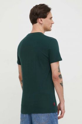 Superdry tricou din bumbac barbati, culoarea verde, neted