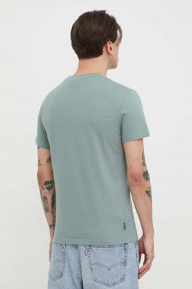 Superdry tricou din bumbac barbati, culoarea verde, neted