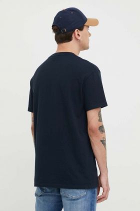 Superdry tricou din bumbac barbati, culoarea albastru marin, cu imprimeu