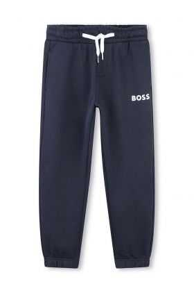 BOSS pantaloni de trening pentru copii culoarea albastru marin, neted