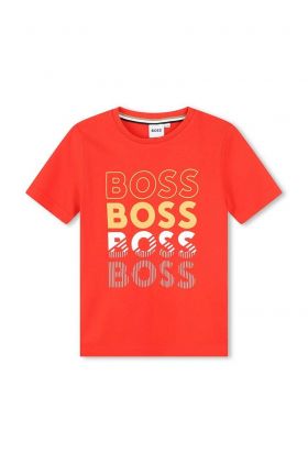 BOSS tricou de bumbac pentru copii culoarea rosu, cu imprimeu