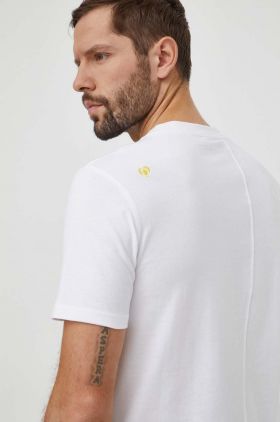 Desigual tricou din bumbac barbati, culoarea alb, neted