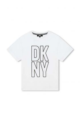 Dkny tricou de bumbac pentru copii culoarea alb, cu imprimeu