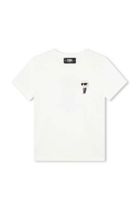 Karl Lagerfeld tricou de bumbac pentru copii culoarea alb, cu imprimeu