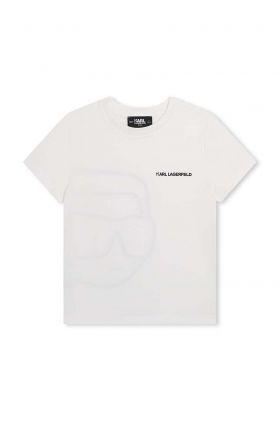 Karl Lagerfeld tricou de bumbac pentru copii culoarea alb, cu imprimeu