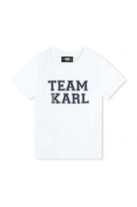 Karl Lagerfeld tricou de bumbac pentru copii culoarea alb, cu imprimeu