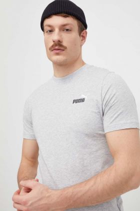 Puma tricou din bumbac bărbați, culoarea gri, melanj 674470