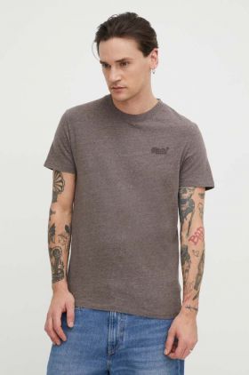 Superdry tricou din bumbac barbati, culoarea maro, melanj