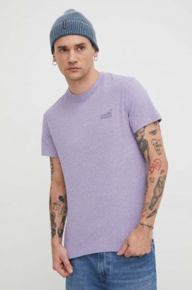 Superdry tricou din bumbac barbati, culoarea violet, melanj