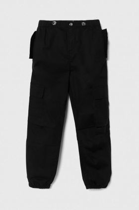 United Colors of Benetton pantaloni copii culoarea negru, neted