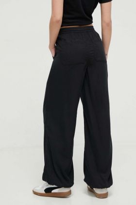 Hollister Co. pantaloni femei, culoarea negru, high waist