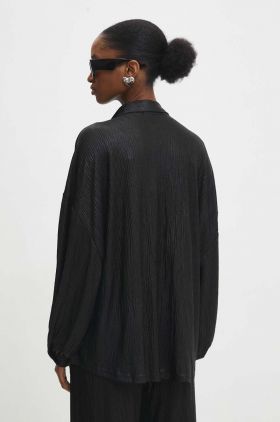Answear Lab camasa femei, culoarea negru, cu guler clasic, relaxed