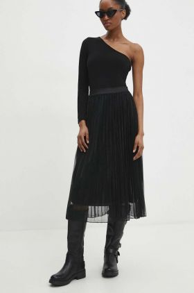 Answear Lab fusta culoarea negru, midi, evazati