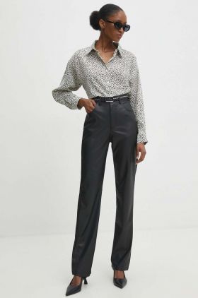 Answear Lab pantaloni femei, culoarea negru, drept, high waist