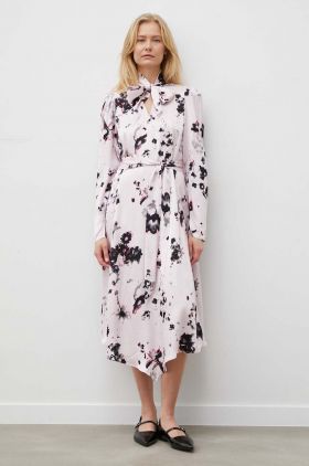 Bruuns Bazaar rochie culoarea roz, midi, evazati