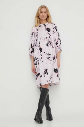 Bruuns Bazaar rochie culoarea roz, mini, oversize